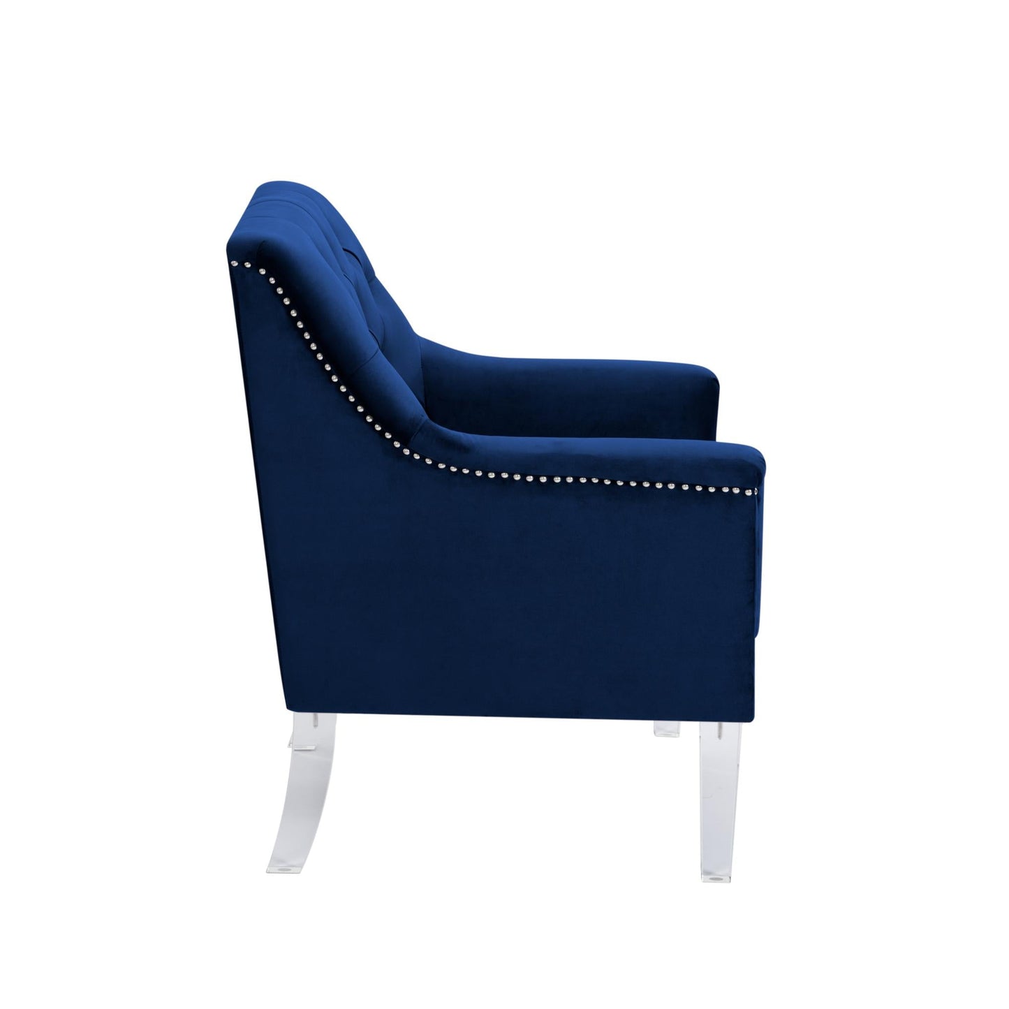 Living Room Navy Blue Velvet Chair-3