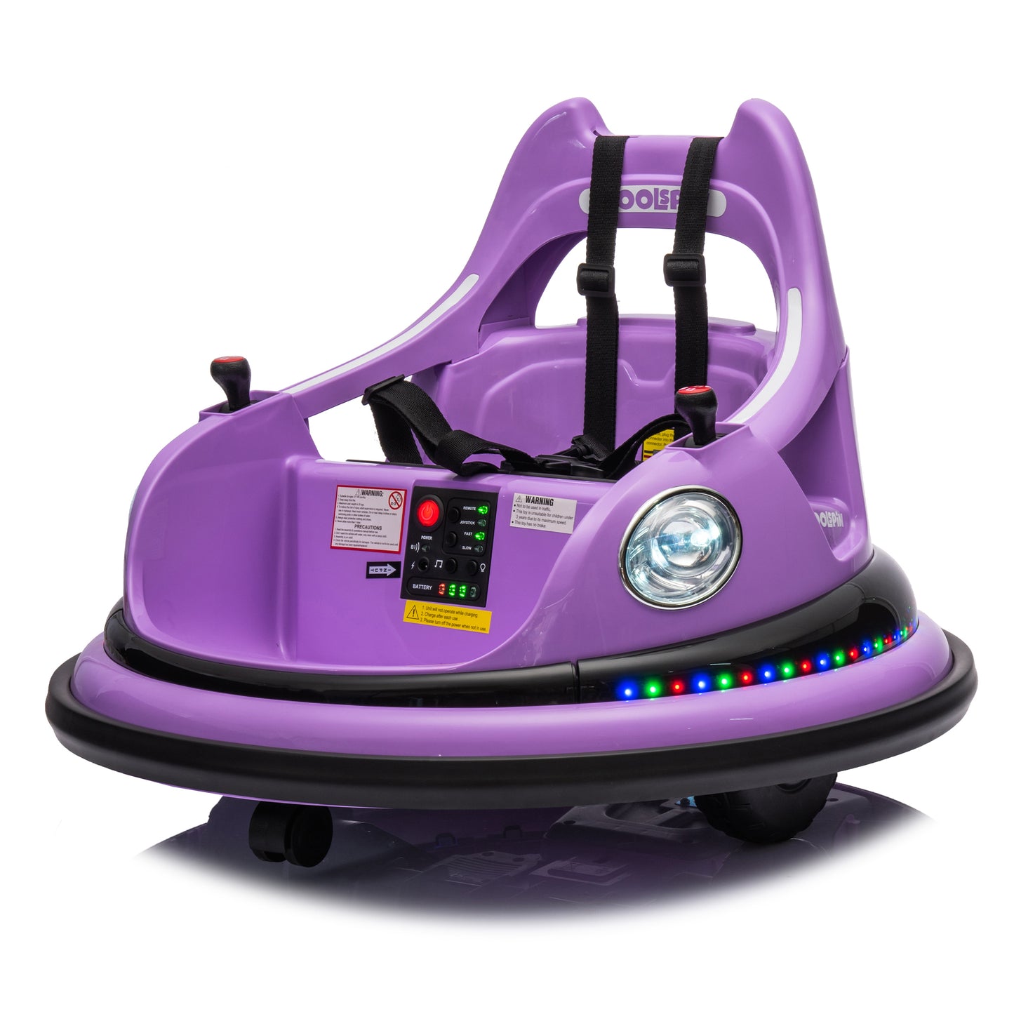 12V ride on bumper car for kids,electric car for kids,1.5-5 Years Old,W/Remote Control, LED Lights, Bluetooth & 360 Degree Spin, Vehicle body with anti-collision padding
Five-point Safety Belt,2wd