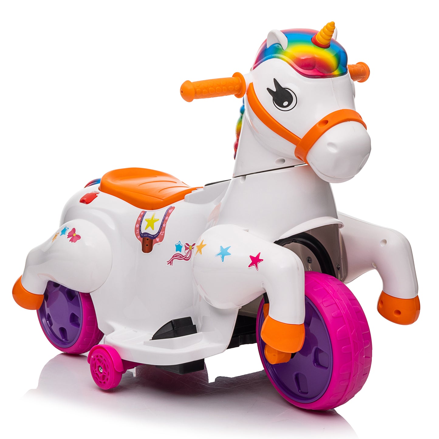 Unicorn stroller,Electric Toy Bike with Training Wheels for Kids 3-6,Colorful