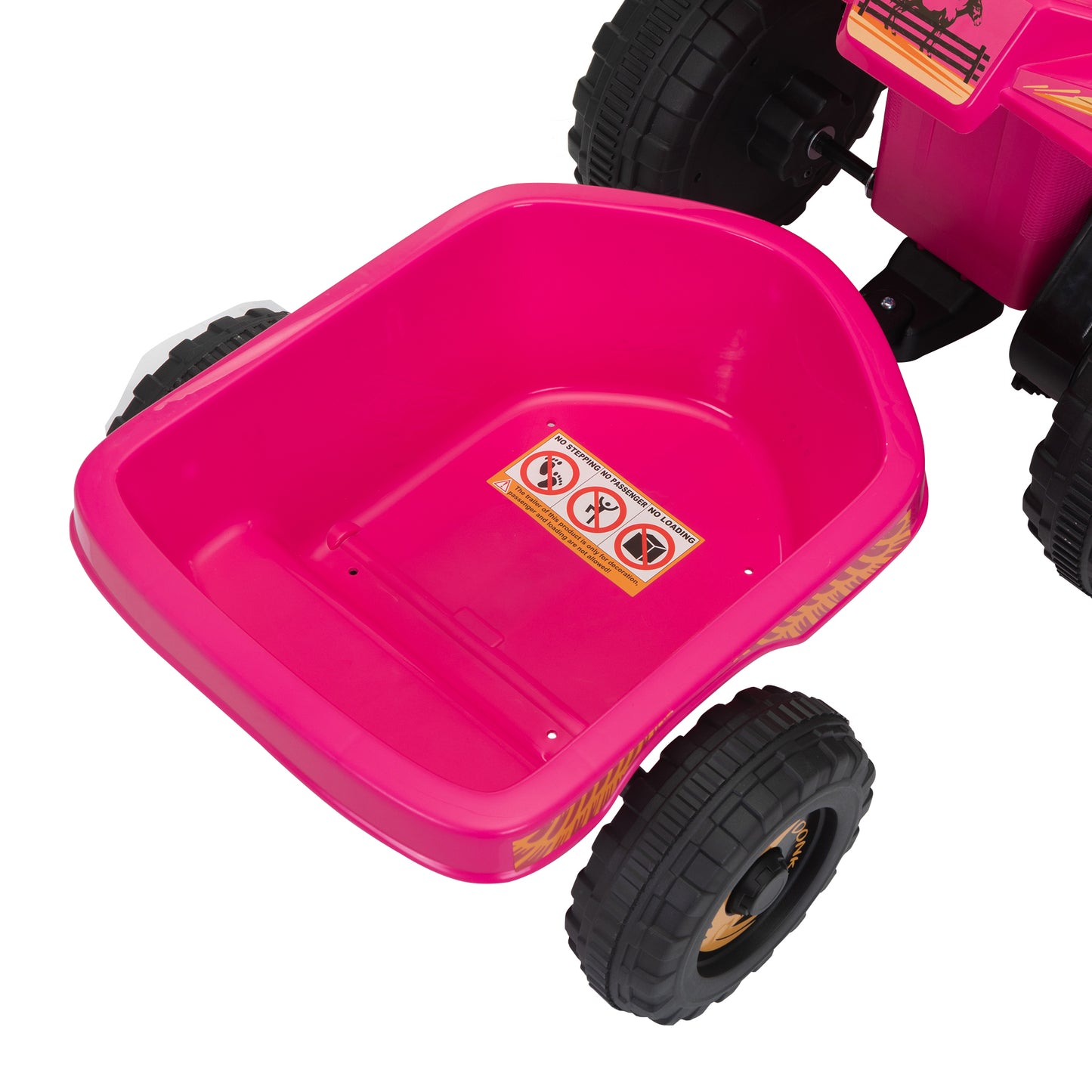 6V Kids Electric ATV, Toddler Ride on Car with Trailer, Music, Bluetooth and Power Display for Boys and Girls, Rosy