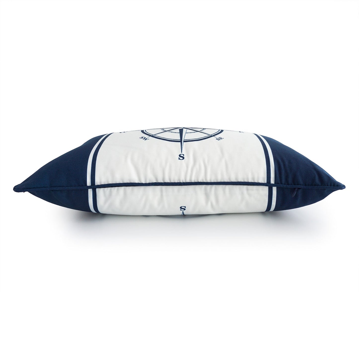 Nautical Outdoor Lumbar Pillow Cover, Compass, Navy Blue, 12"x20"-3