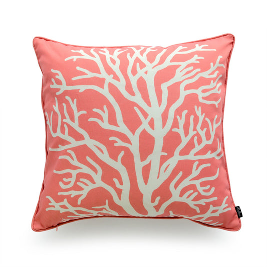 Beach Outdoor Pillow Cover, Living Coral, Coral, 18"x18"-0