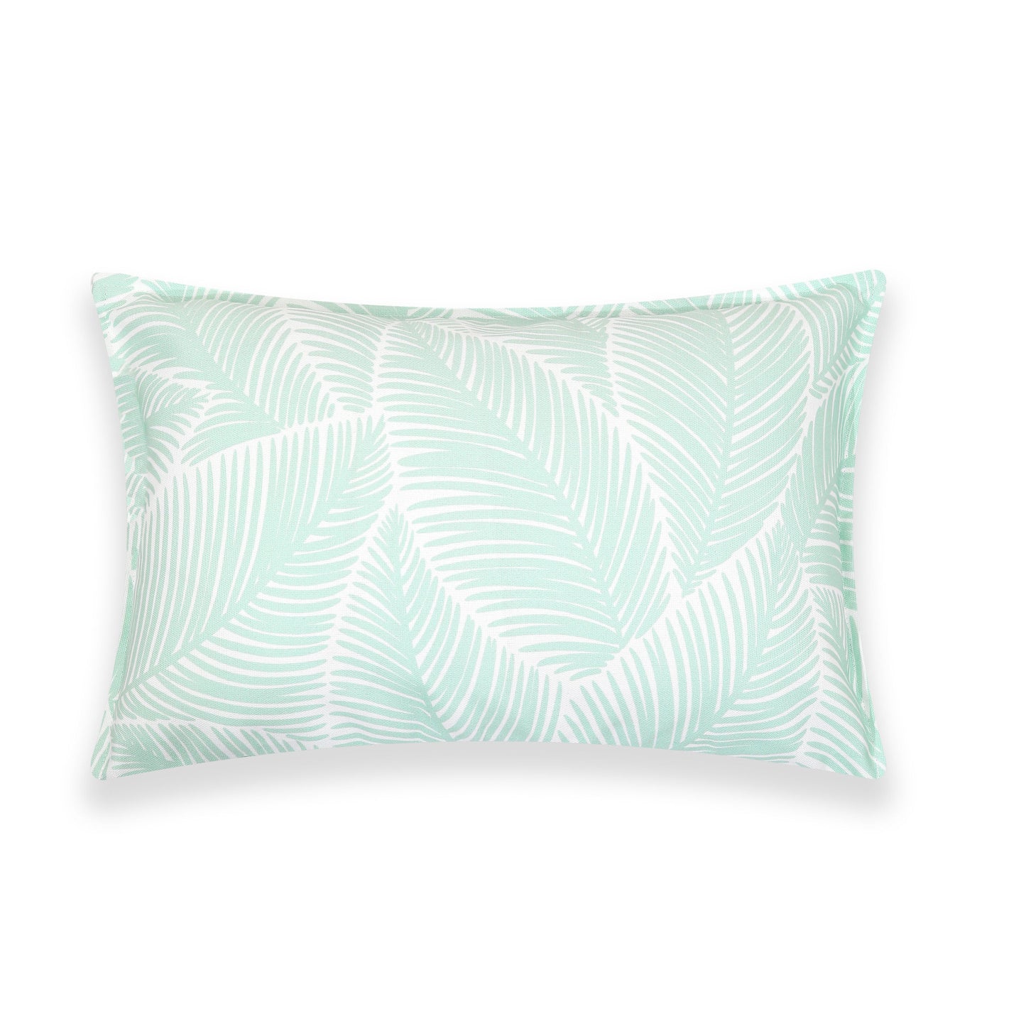 Fall Coastal Indoor Outdoor Lumbar Pillow Cover, Palm Leaves, Muted Aqua, 12"x20"-5