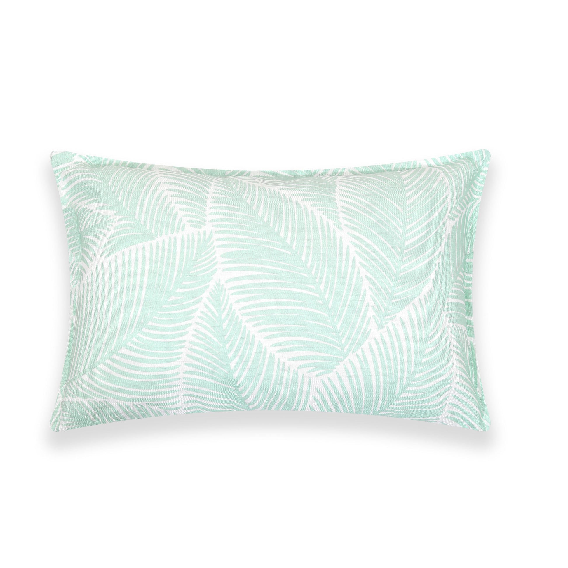 Fall Coastal Indoor Outdoor Lumbar Pillow Cover, Palm Leaves, Muted Aqua, 12"x20"-5