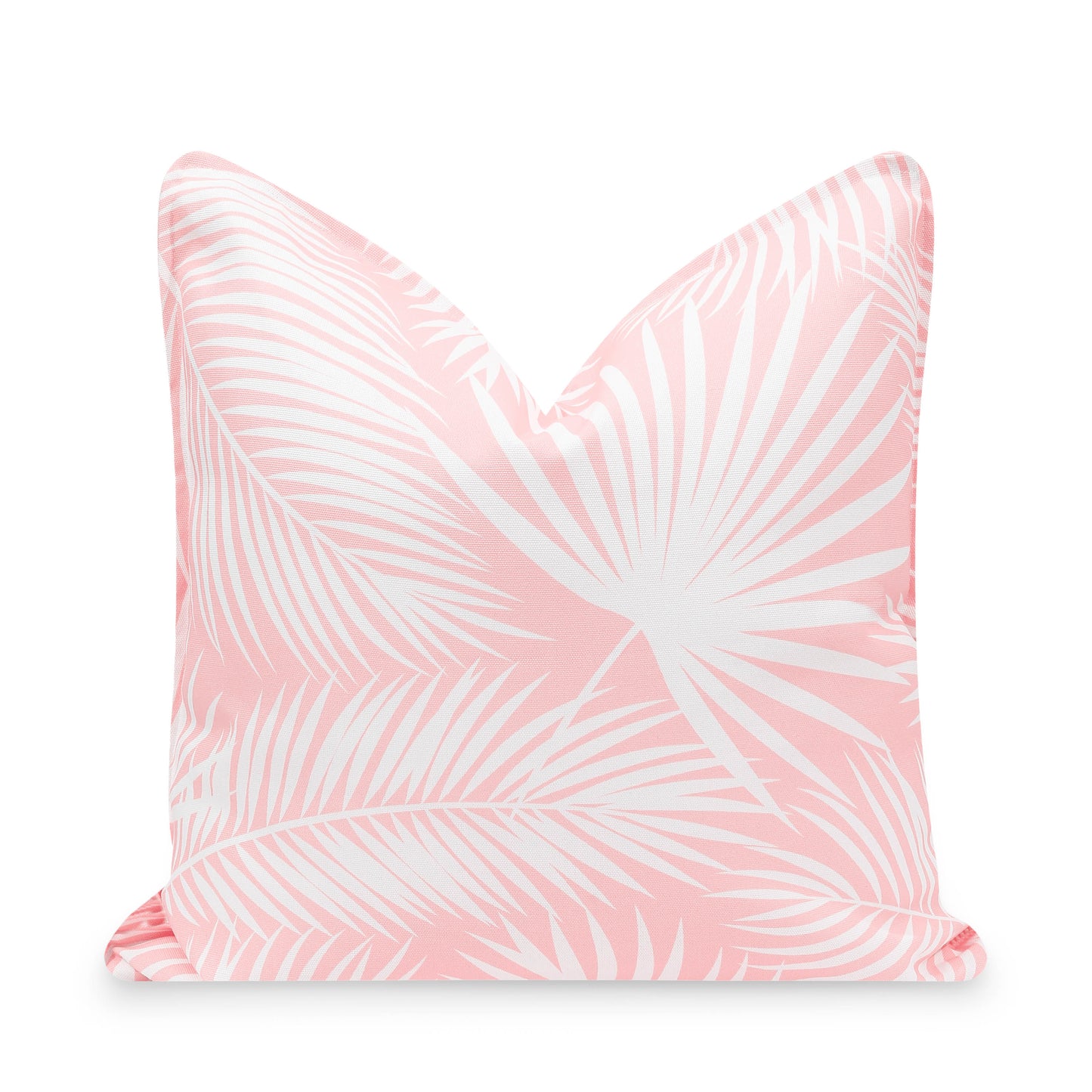 Coastal Indoor Outdoor Pillow Cover, Palm Leaf, Blush Pink, 20"x20"-0