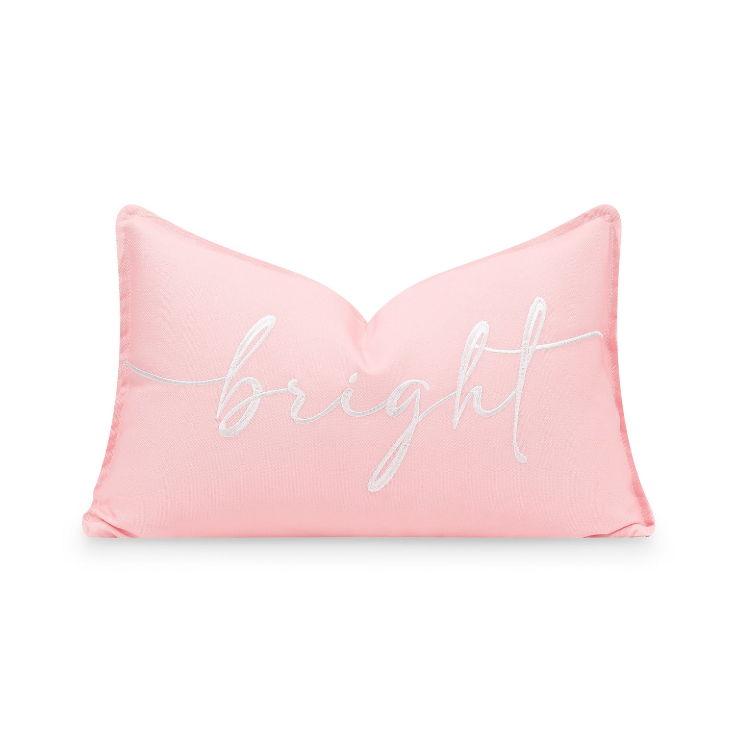 Coastal Christams Indoor Outdoor Lumbar Pillow Cover, Embroidered Bright, Blush Pink, 12"x20"-0