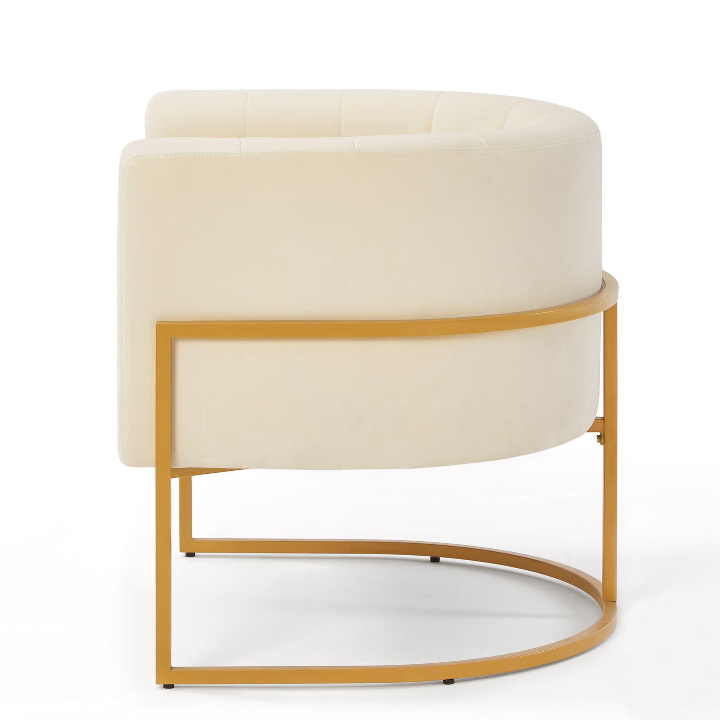 Upholstered Velvet Accent Chair with Golden Metal Stand,Mid-Century  Living Room Leisure Chair with Curve Backrest  -Cream