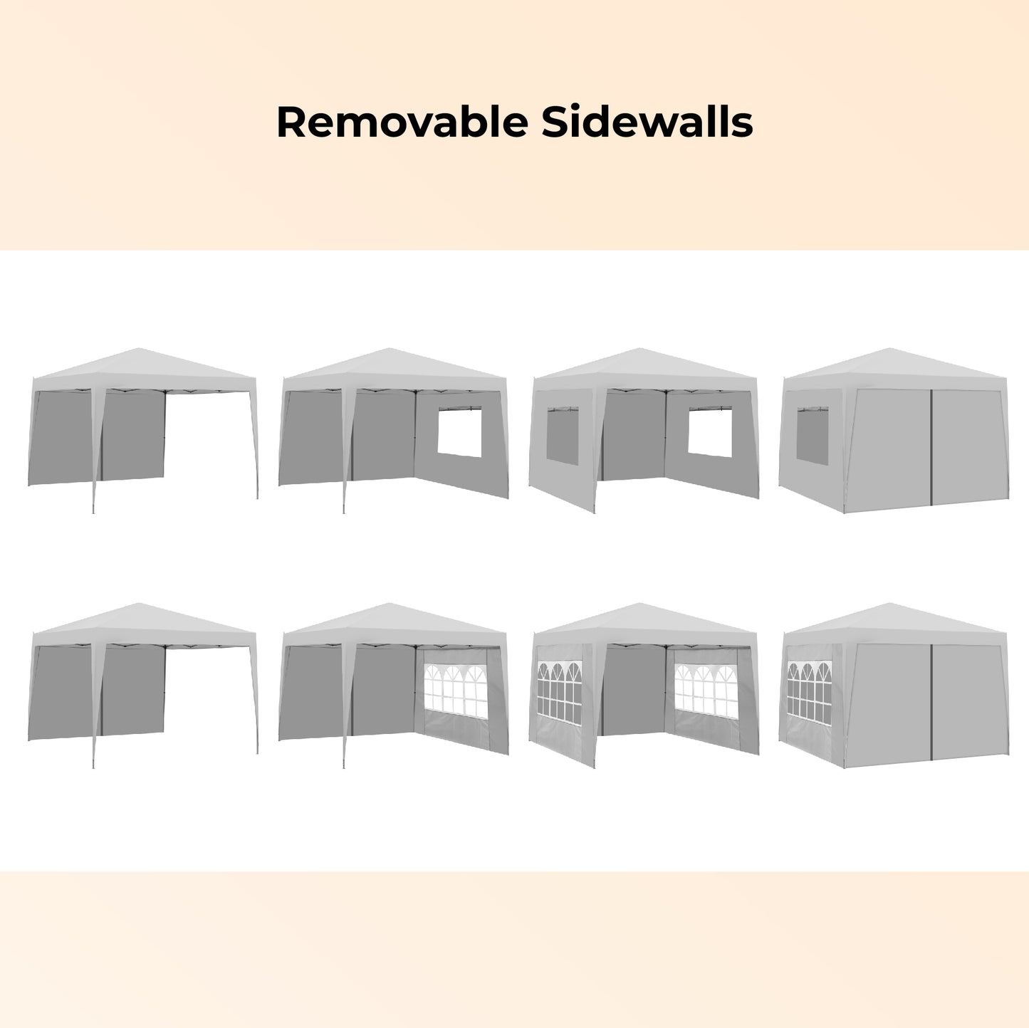 Outdoor 10x 10Ft Pop Up Gazebo Canopy Tent Removable Sidewall with Zipper,2pcs Sidewall with Windows,with 4pcs Weight sand bag,with Carry Bag,White