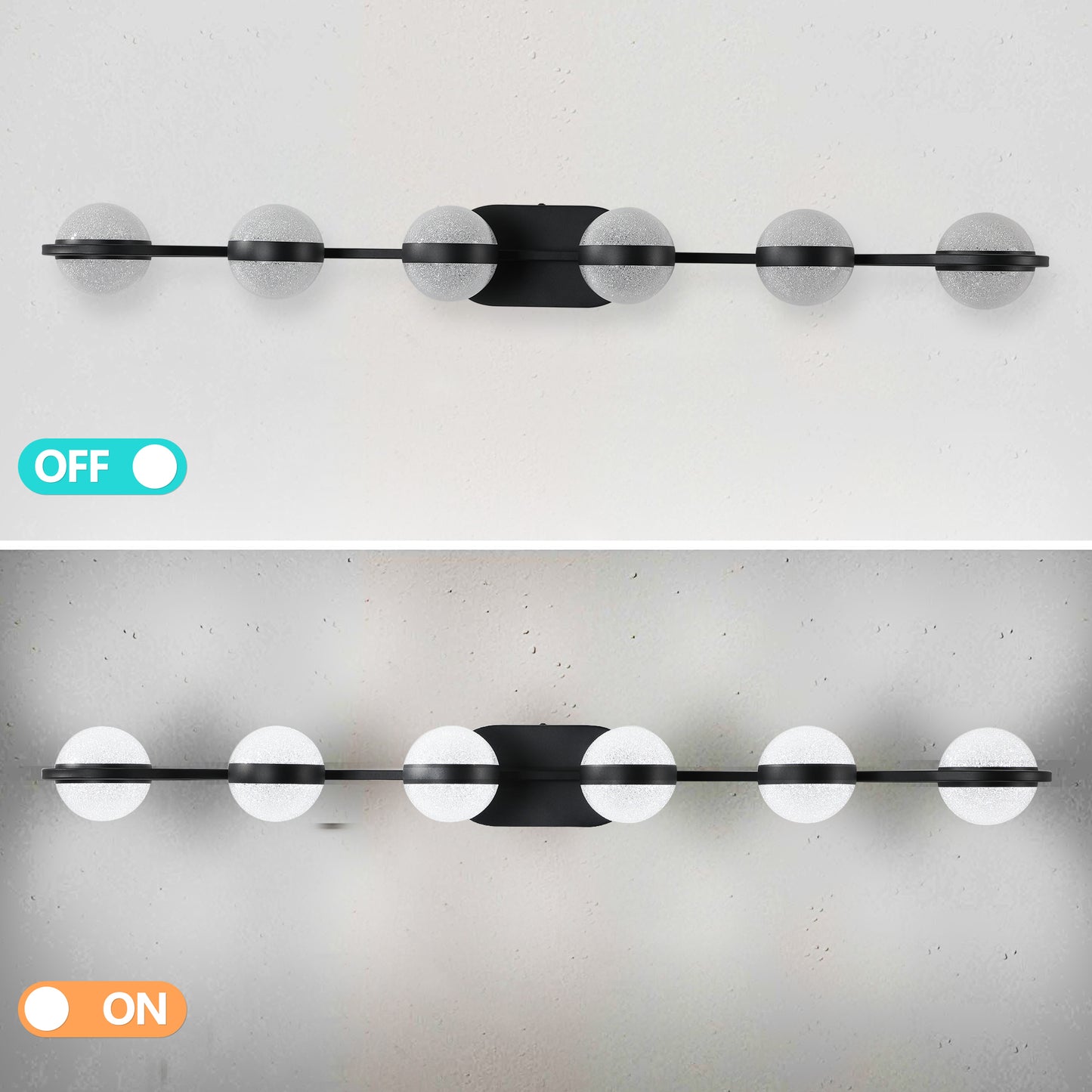 Vanity Lights With 6 LED Bulbs For Bathroom Lighting(Black)