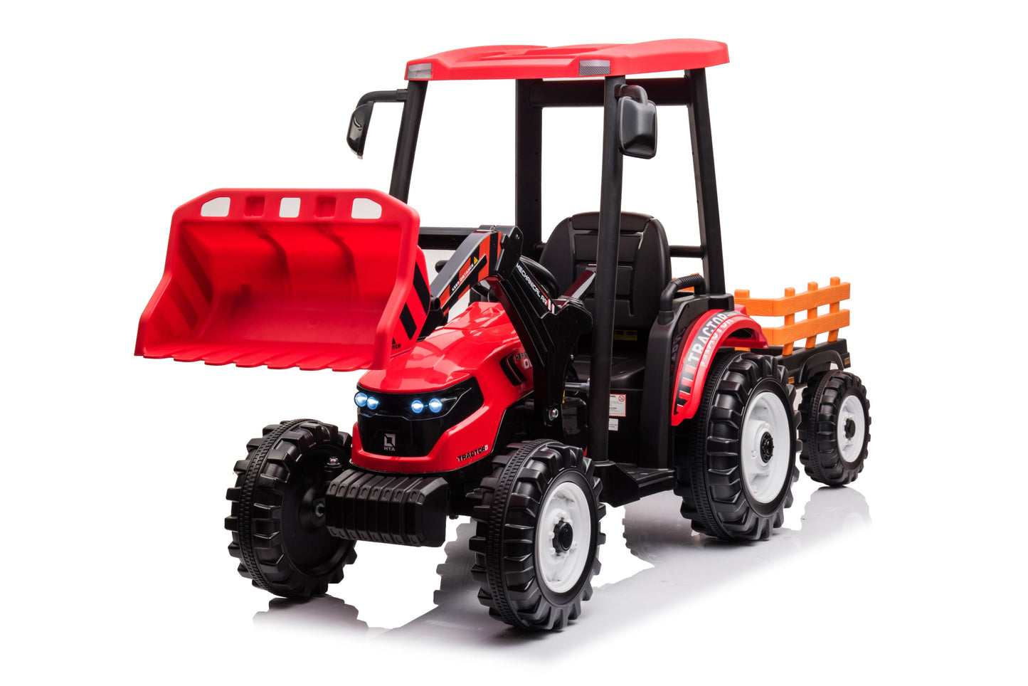 24V Kids 3IN1 Ride on Tractor, Pedal Tractors with Working Loader and Backhoe Digger, Kids' Ride on Car Toys, Battery Powered Electric Vehicles with Trailer, Digger for Toddlers (Red)