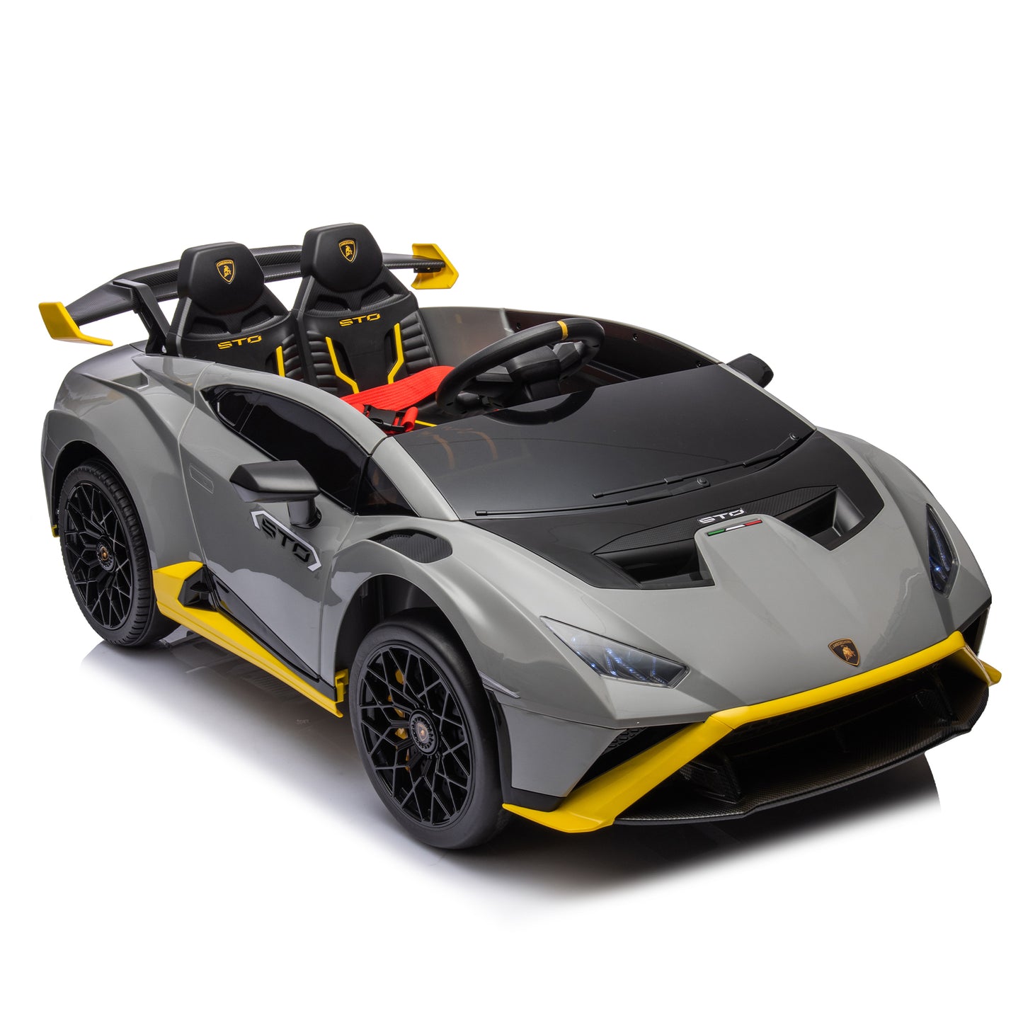 Lamborghini Huracan Sto 24V Kids Electric Ride-On Drift Car: Speeds 1.86-5.59 MPH, Ages 3-8, Foam Front Wheels, 360° Spin, LED Lights, Dynamic Music, Early Learning, USB Port, Drift Feature