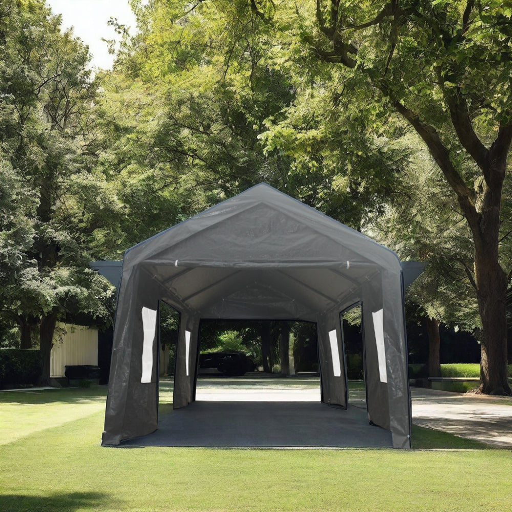 12x20 feet heavy duty outdoor portable garage ventilated canopy carports car shelter