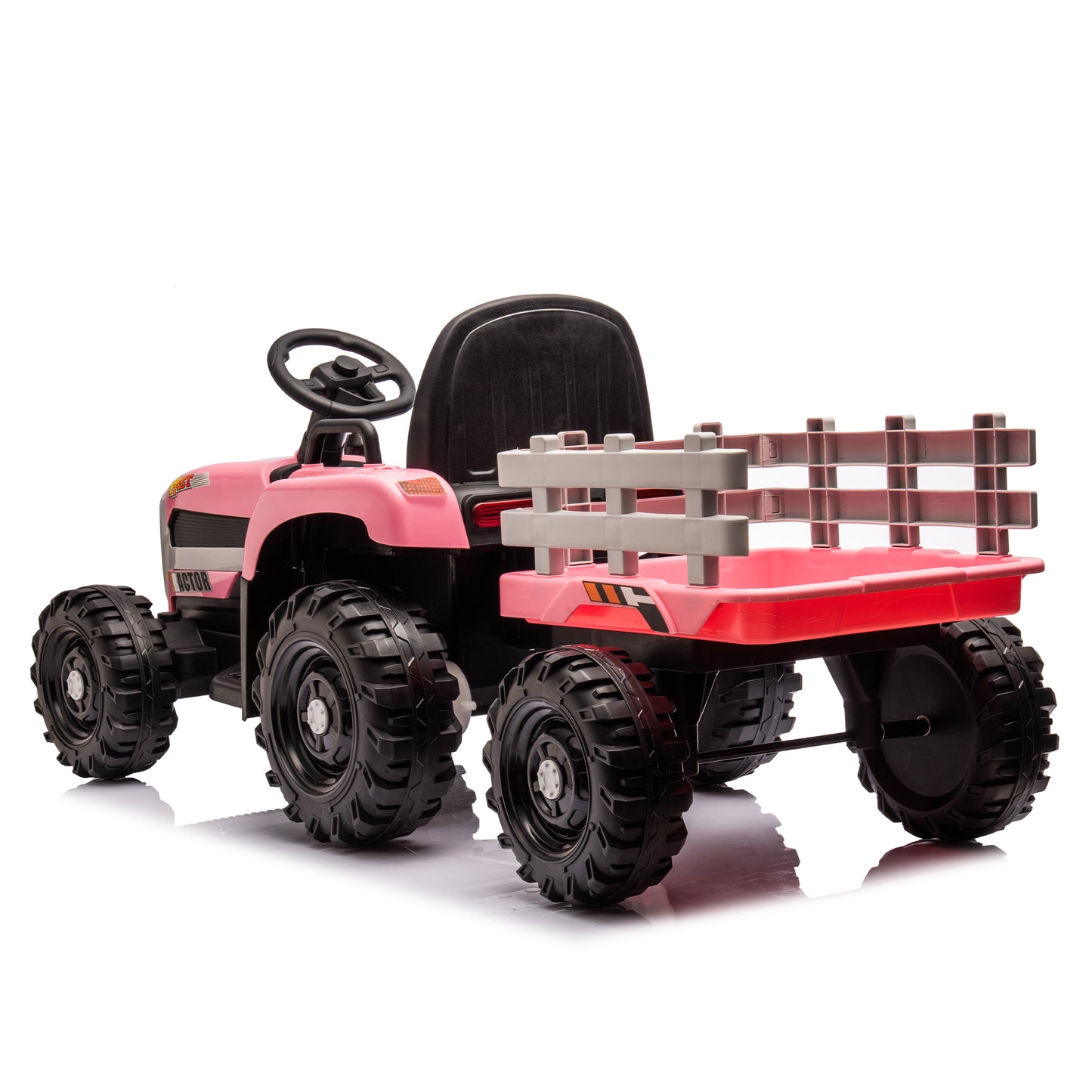 Ride on Tractor with Trailer,12V Battery Powered Electric Tractor Toy w/Remote Control,electric car for kids,Three speed adjustable,Power display, USB,MP3 ,Bluetooth,LED light,Two-point safety belt