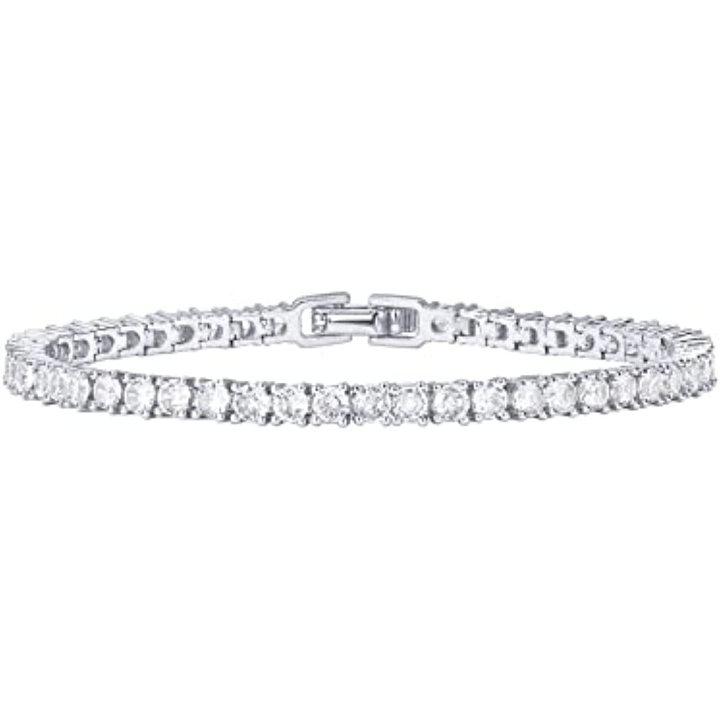 PAVOI 14K Gold Plated Cubic Zirconia Classic Tennis Bracelet | White Gold