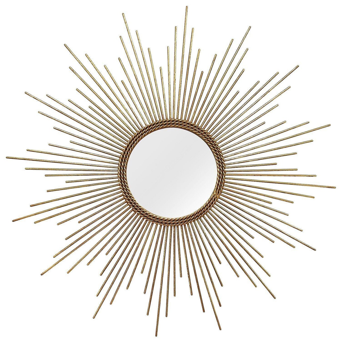 26 Round Gold Metal Sunburst Framed Wall Mirror - American Smart