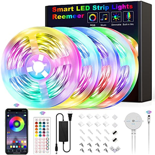 65ft Led Strip Lights, Reemeer Led Light Strips Music Sync Color Changing Led