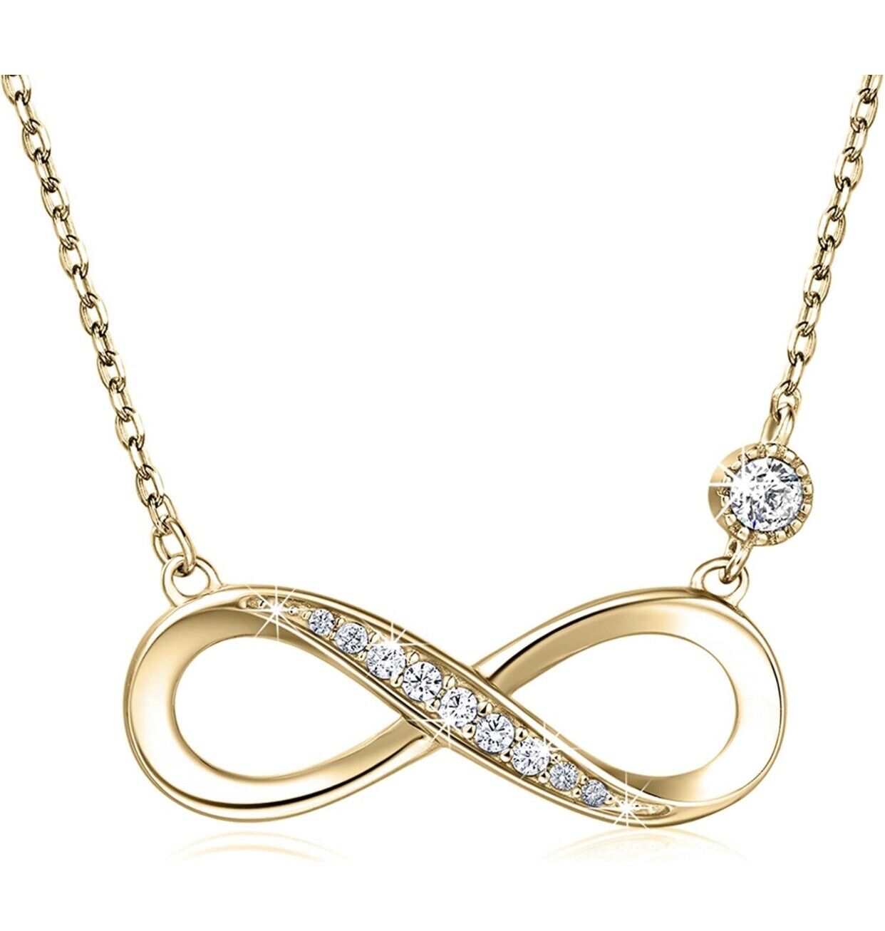 Infinity women girl Necklaces 925 Sterling Silver Love Pendant white gold Plated