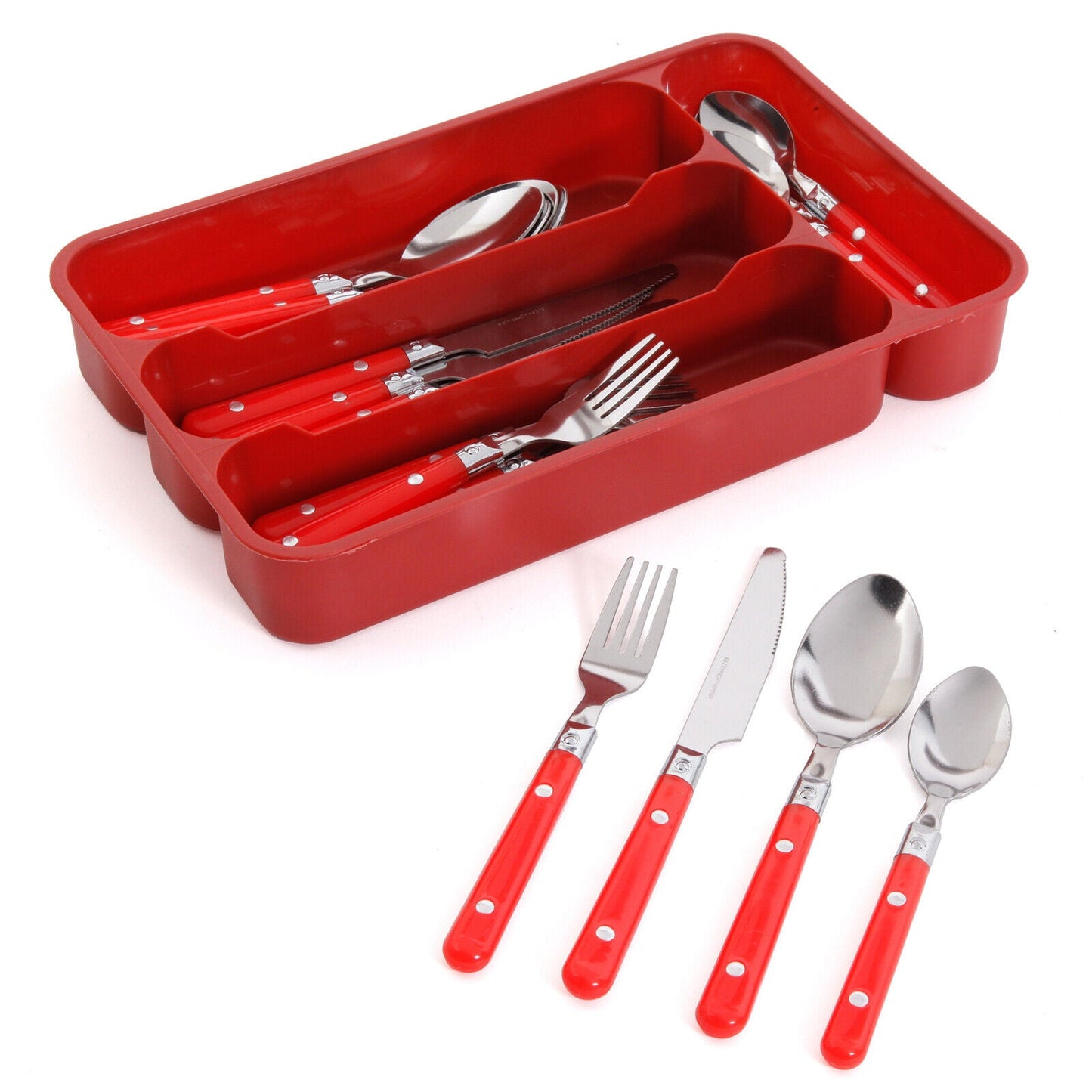 Gibson Casual Living 24 Piece Stainless Steel Flatware Set with Storage Tray in