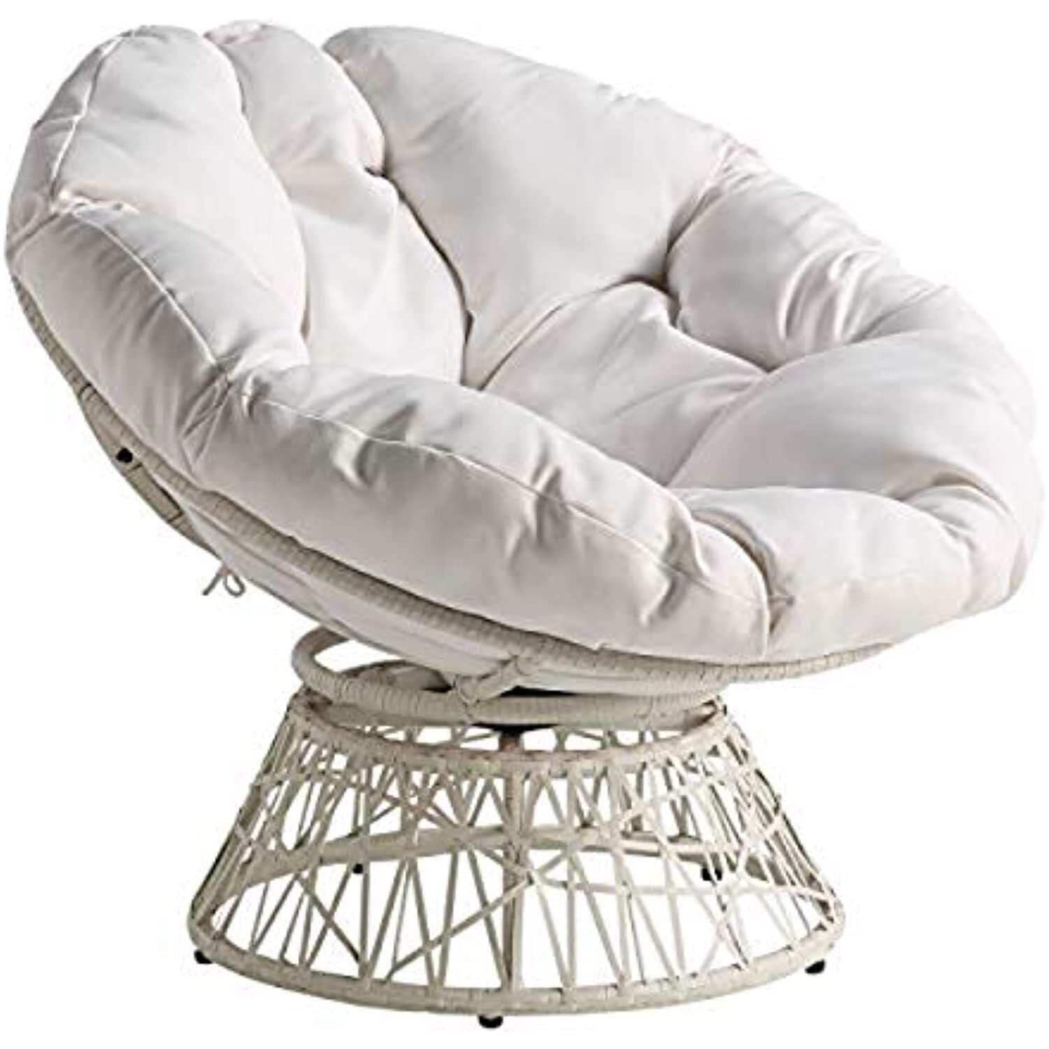 OSP Home Furnishings Wicker Papasan Chair with 360-Degree Swivel, 40” W x 36” D