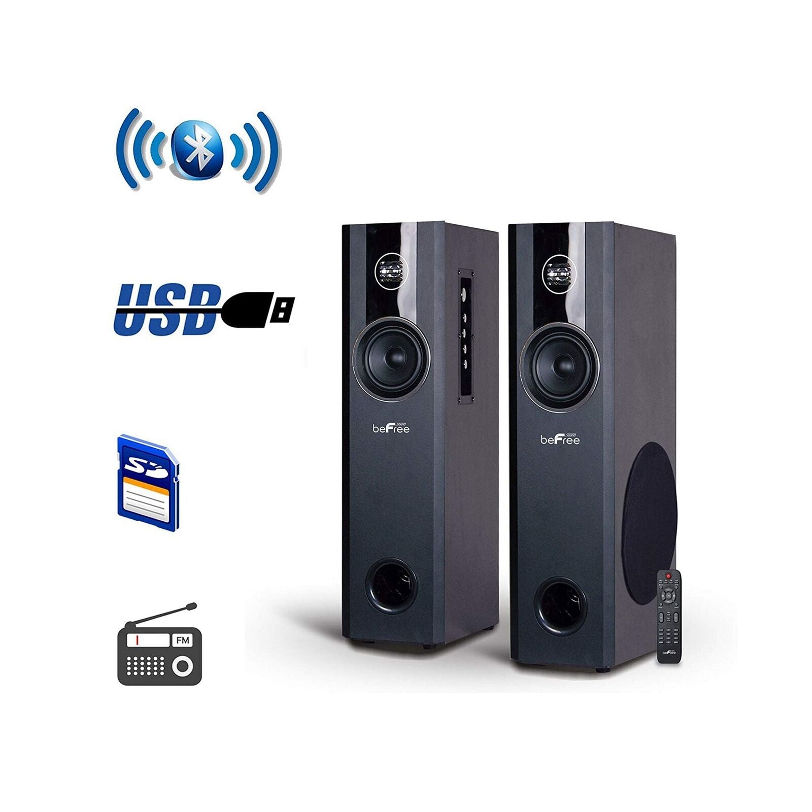 beFree Sound 2.1 Channel Home Theater Bluetooth Powered Double Tower Speakers i