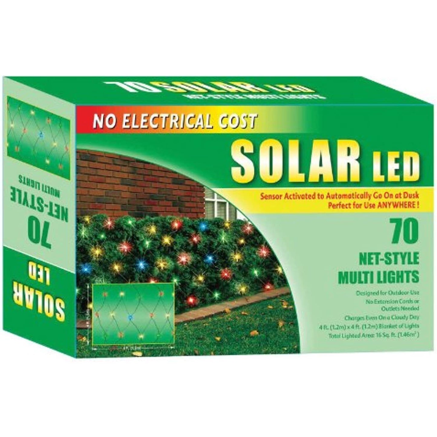 Good Tidings Holiday Solar Powered LED Net-Style Light Set, Multi-Colored