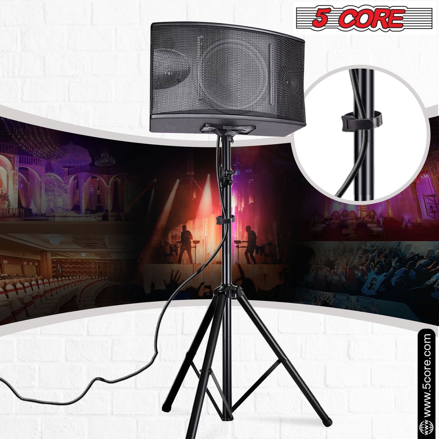 5Core Speaker Stand Tripod Tall Adjustable 35mm DJ Studio Monitor Stands Pole Mount-3