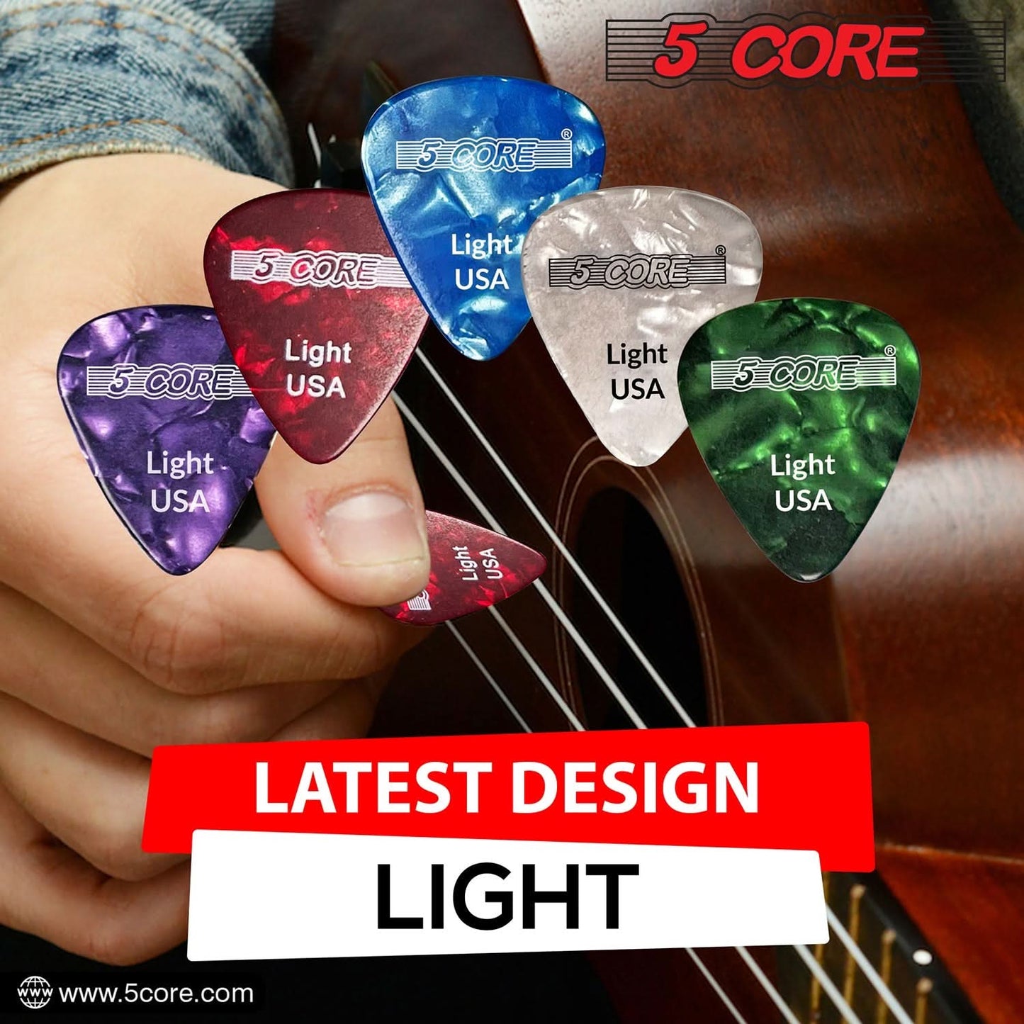 5Core Guitar Picks Celluloid Light Gauge 0.46mm Pick - Acoustic Electric Bass Guitars GREEN-4