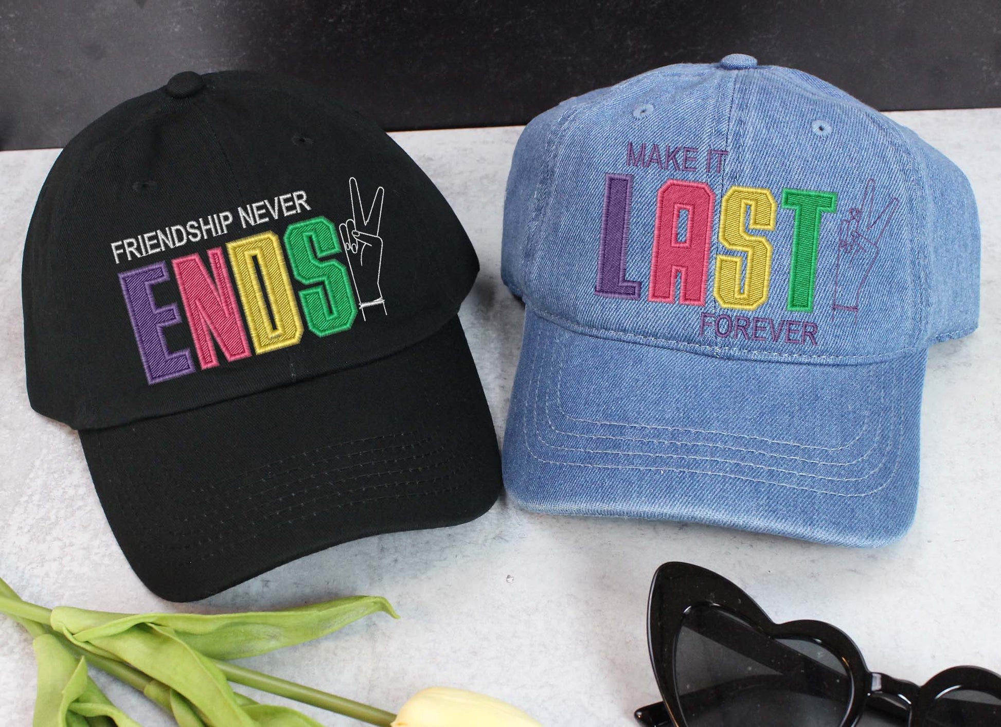 Make It Last Forever | Friendship Never Ends - Girl Power Bachelorette Party Hats - American Smart