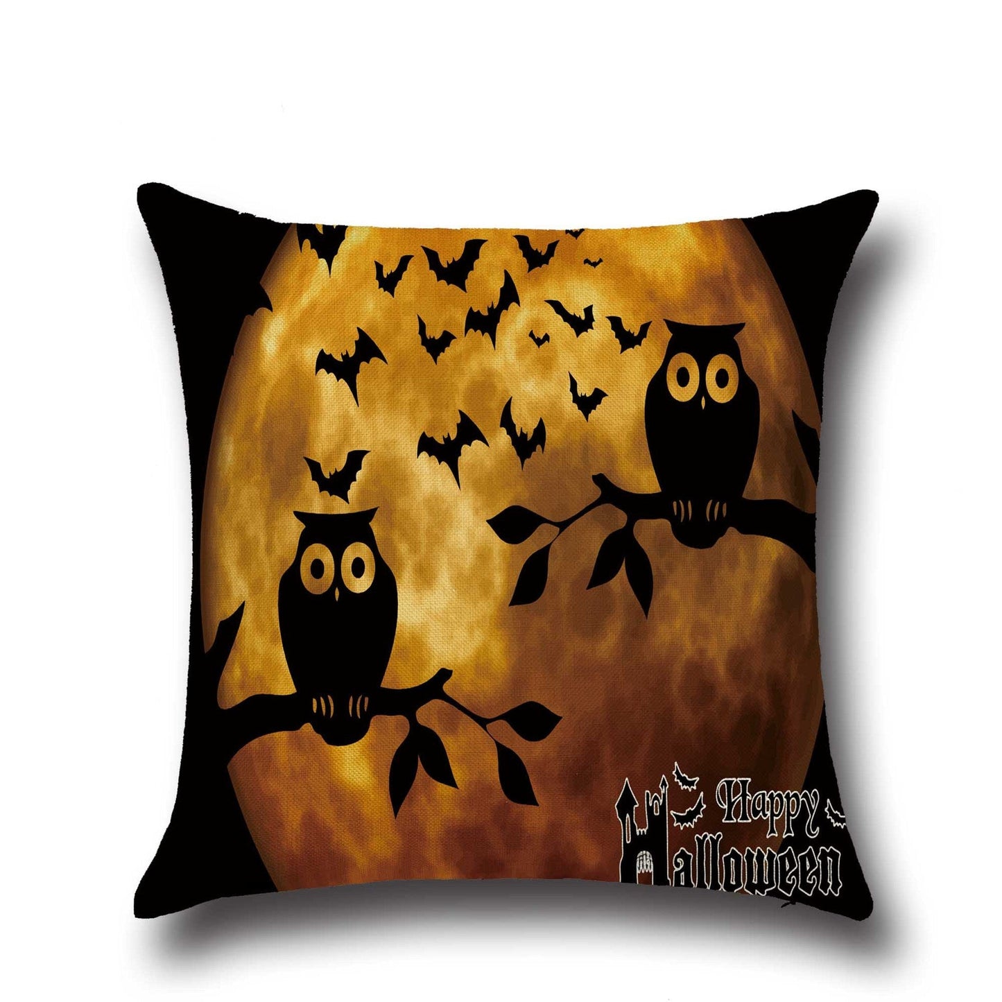 Halloween Bat Owl Pattern Pillowcase Cotton Linen Throw Pillow Cushion Cover Seat Home Decoration