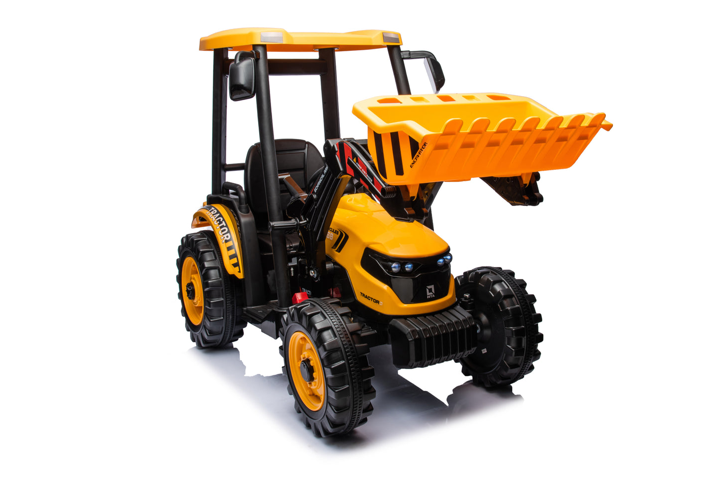 24V Ride On Excavator, Kids' Ride on Car Toys Battery Powered Electric Vehicles with Trailer, Digger for Toddlers (Yellow)