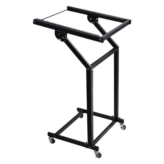 5Core 12U DJ Mixer Audio Rack Stand Adjustable Mount Professional Rolling Stage Mixer Table w Wheel-0