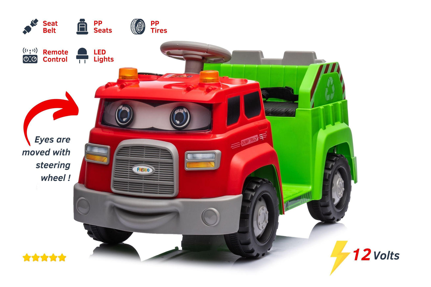 12V Freddo Dump Truck 1 Seater Ride-on - DTI Direct USA