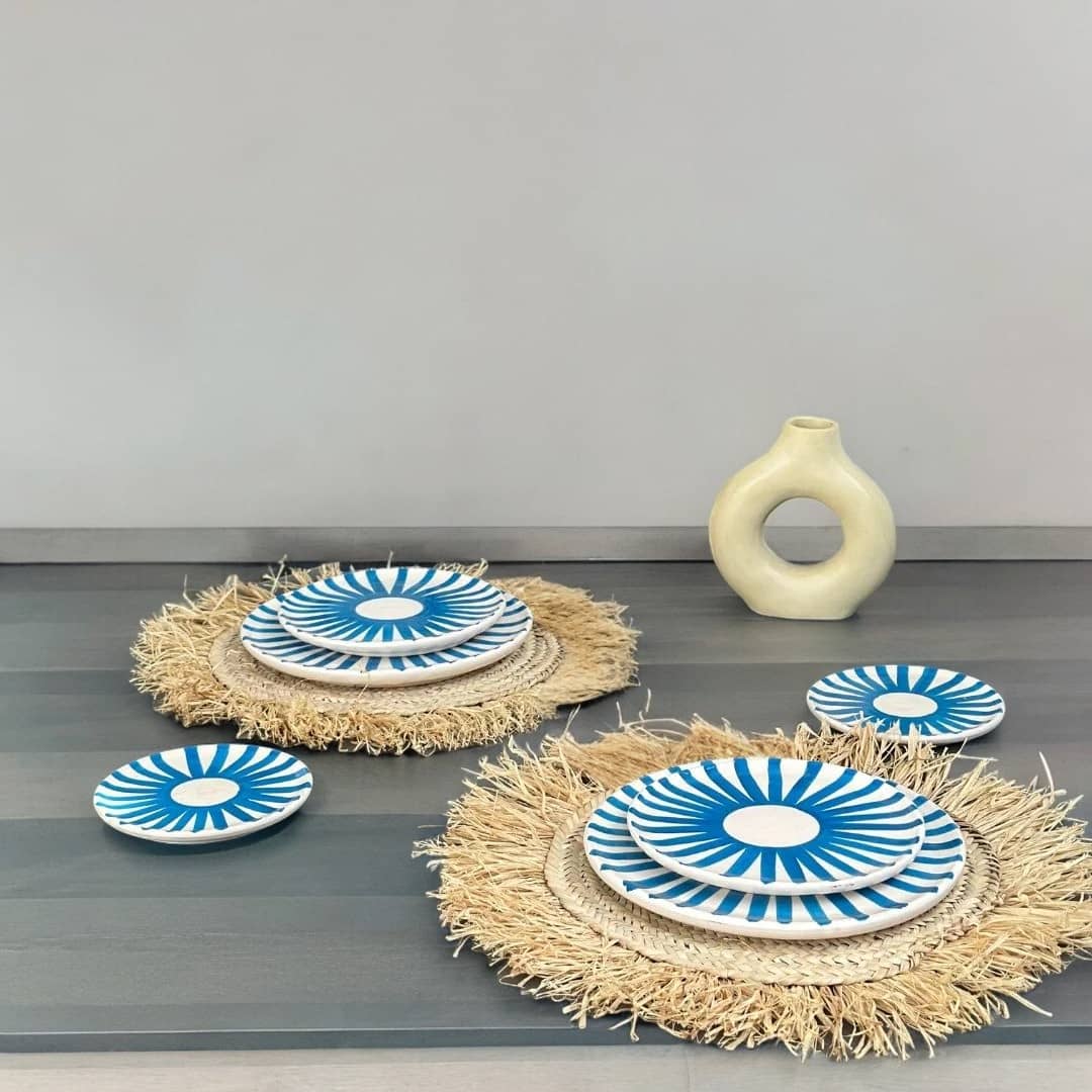 Turquoise Blue Sun Plate Set - Vibrant Dinnerware for Summer Dining-0