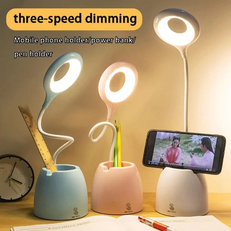 LED USB Touch Table Lamp with Stepless Dimming and Multi-Function Bracket