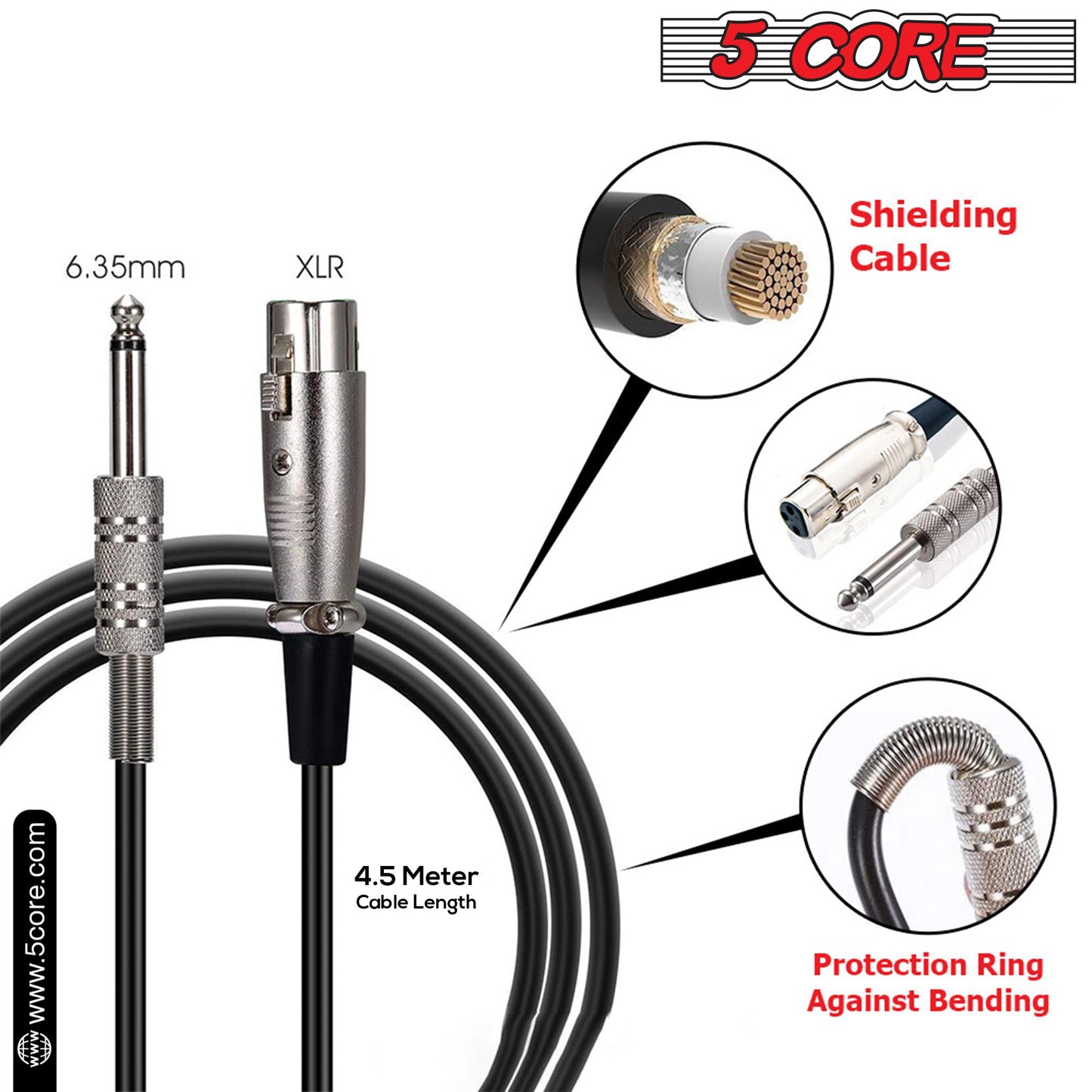 5Core Microphone For Singing Karaoke Mic 3Pcs XLR Microfono Dynamic Cardioid Unidirectional-5