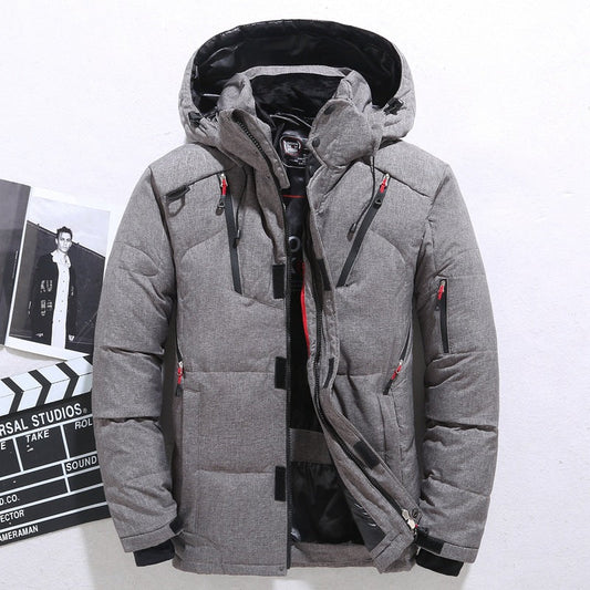 Color: Grey, Size: XL - Men's Down Jacket Slim Hoodie