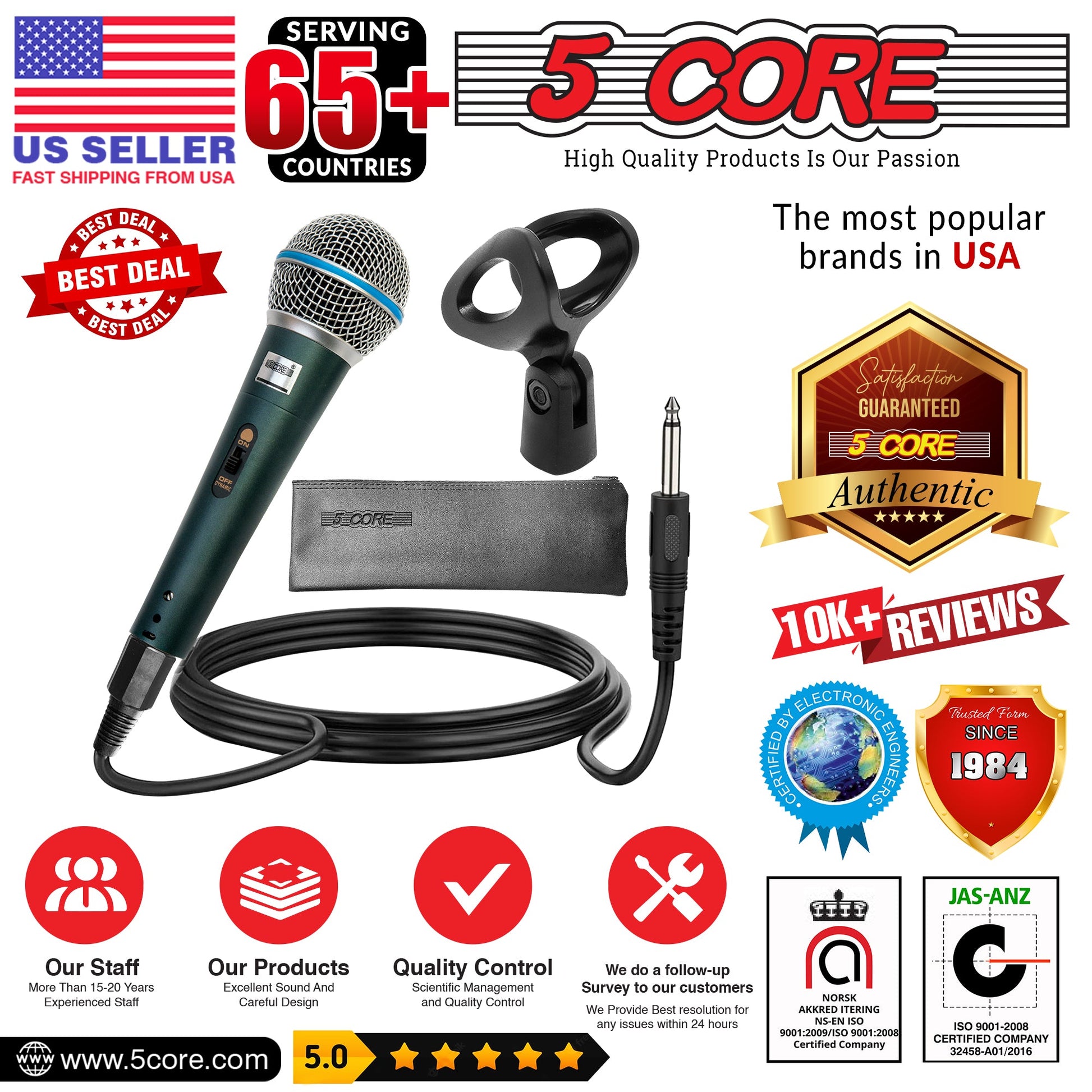 5Core Microphone For Singing Karaoke Mic 3Pcs XLR Microfono Dynamic Cardioid Unidirectional-10