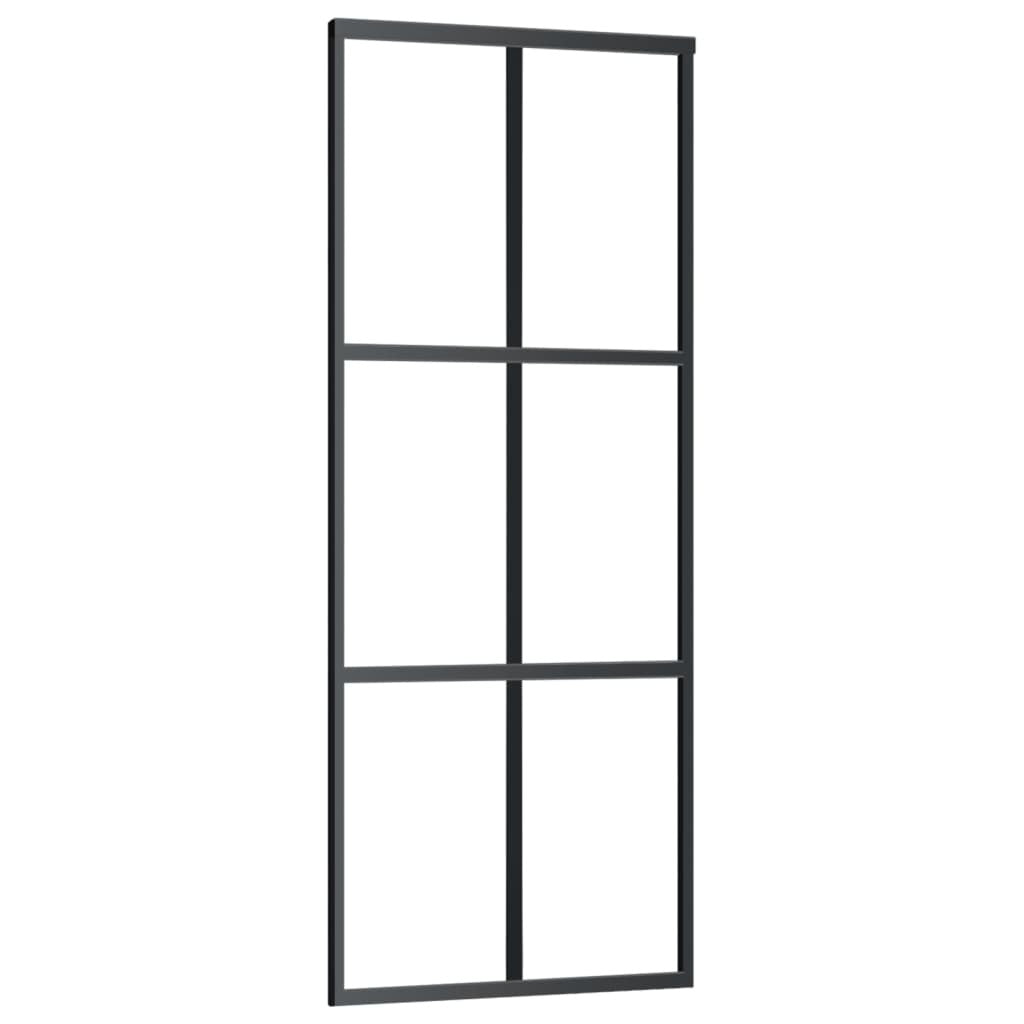 vidaXL Sliding Door ESG Glass and Aluminum 29.9"x80.7" Black