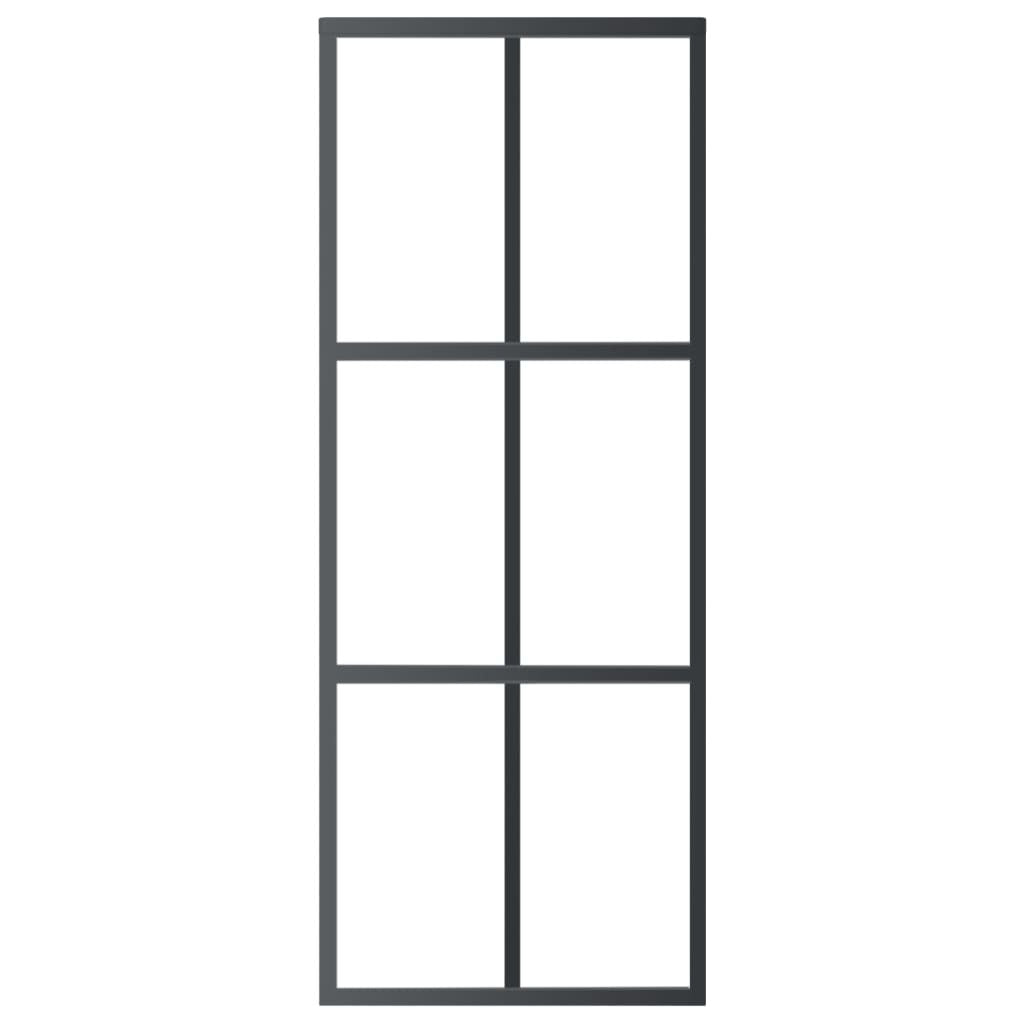 vidaXL Sliding Door ESG Glass and Aluminum 29.9"x80.7" Black