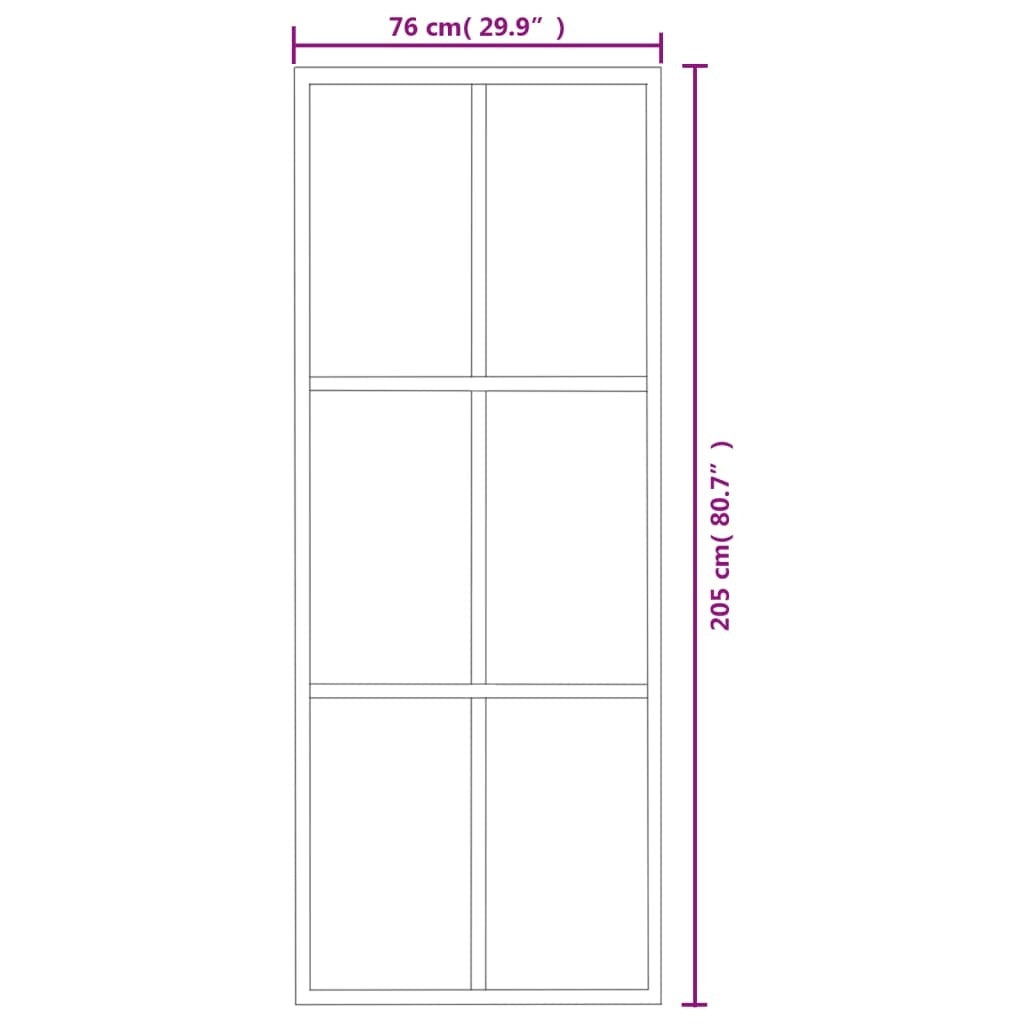 vidaXL Sliding Door ESG Glass and Aluminum 29.9"x80.7" Black