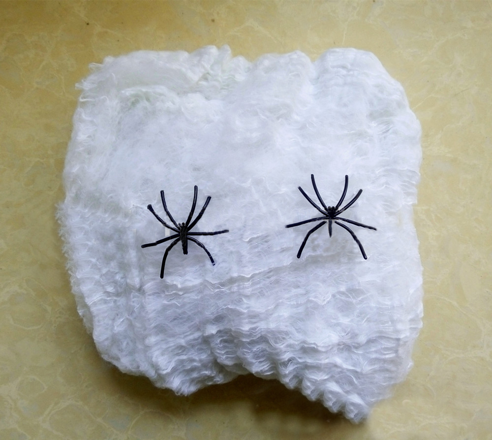 Style: 100g white +100 spider - Halloween Decoration Spider Cotton Spider Web