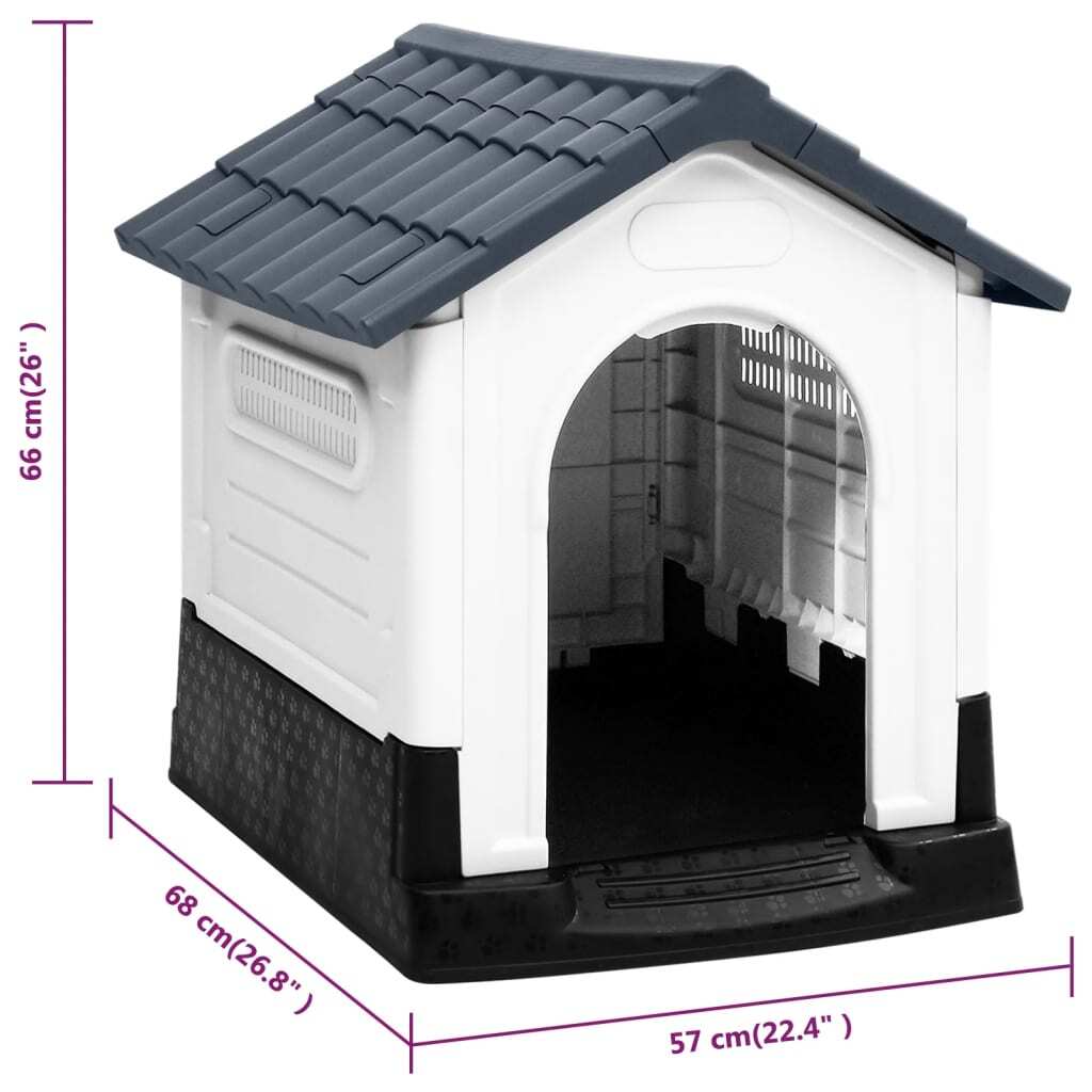 vidaXL Dog House Gray 22.4"x26.8"x26" Polypropylene