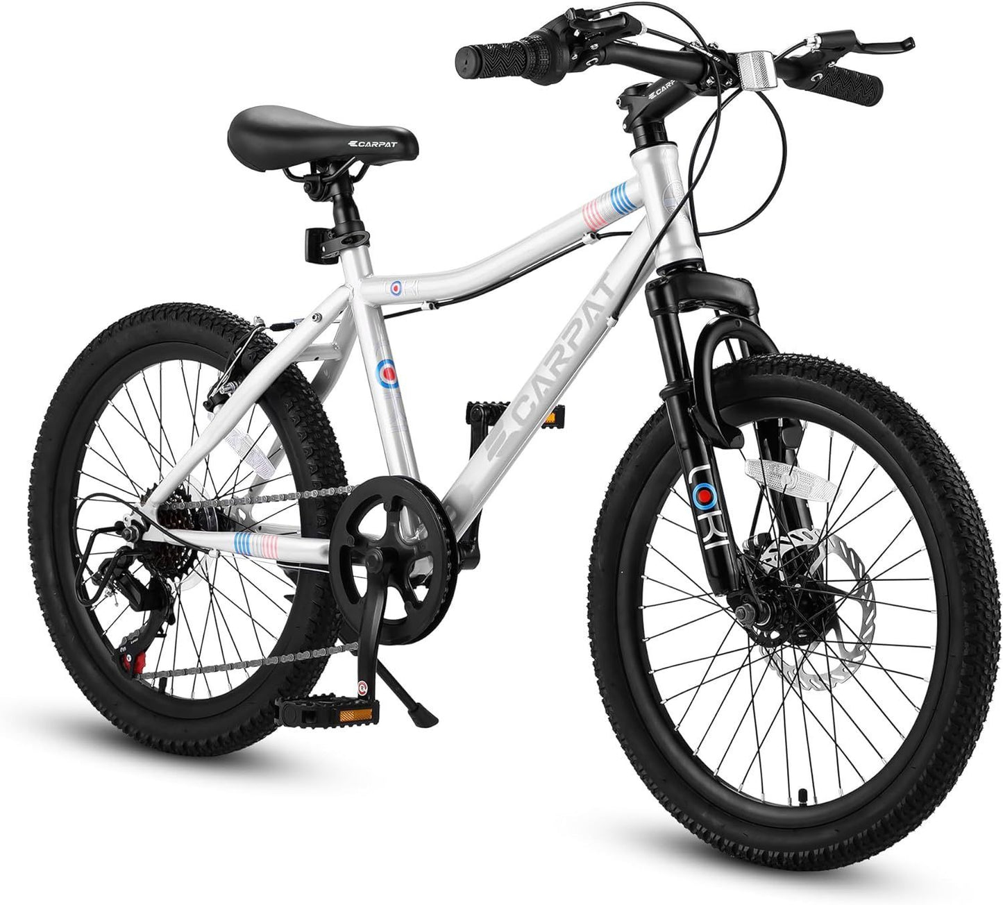 S20101 Ecarpat 20 Inch Kids Bike, Boys Girls Mountain Bike Ages 8-12, 7 Speed Teenager Children Kids' Bicycles, Front Suspension Disc U Brake, 14 Inch Height Steel Frame