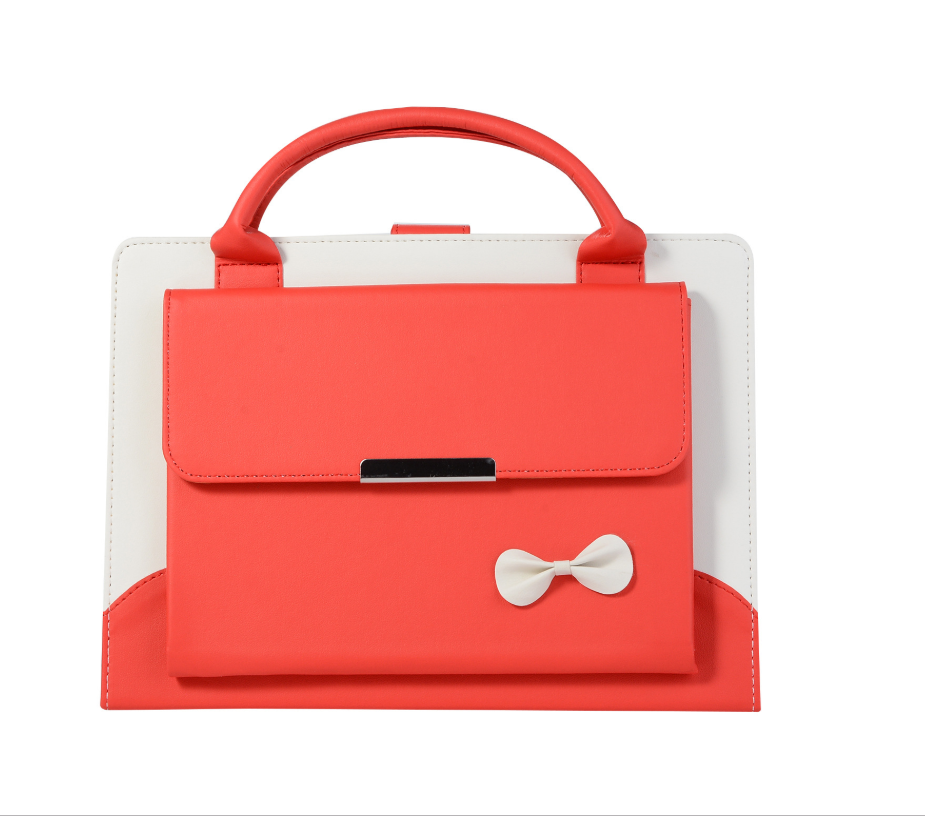 Color: China Red, Suit Model: 20172018 new iPad 9.7 - Compatible with Apple, New IPAD9.7 protective cover mini234 bow handbag pro11 flat 10.5 leather case