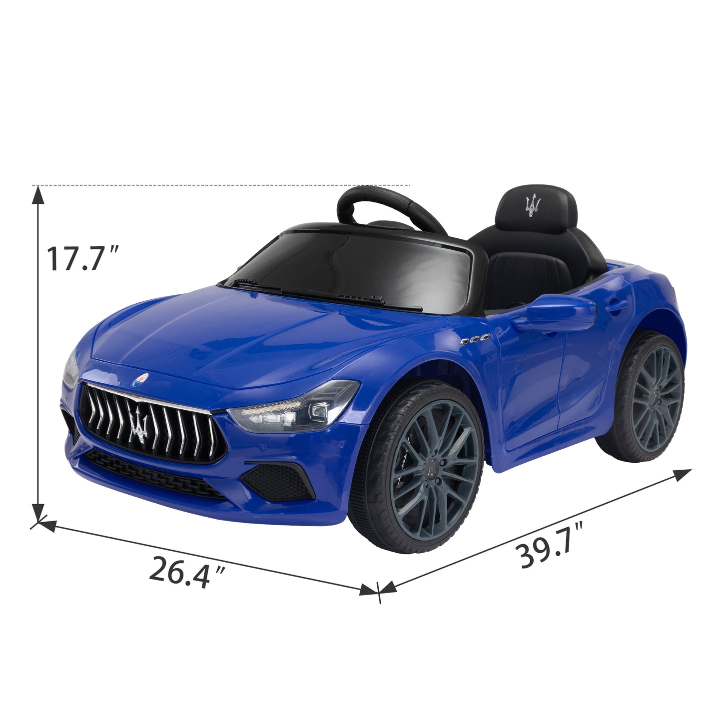 Maserati Ghibli-licensed 12V Kids Ride on Car with Remote Control, Music and Lights,Blue