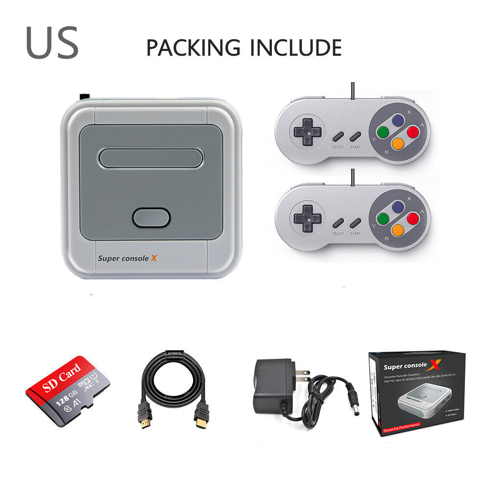 Color: C, Electrical outlet: US - Super Console X Retro Game Console PRO Upgrade Version TV Set-Top Box R8 Game Console PSPArcade