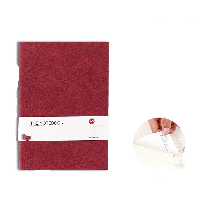 Color: Red, style: A5 260-1set, quantity:  - Simple Solid Color Thickened College Birthday Notebook