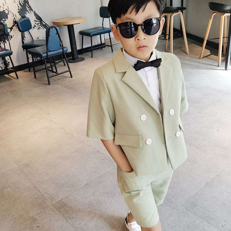 Color: Green, Size: 130 - Children'S Clothing Boys' And Girls' Suits And Two-Piece Casual Costumes