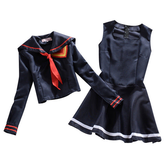 Color: Blue, Size: M - Cosplay Costume T-Shirt Skirt Sailor-Suit School-Uniform Ryuko Kill-Matoi Japanese-Anime