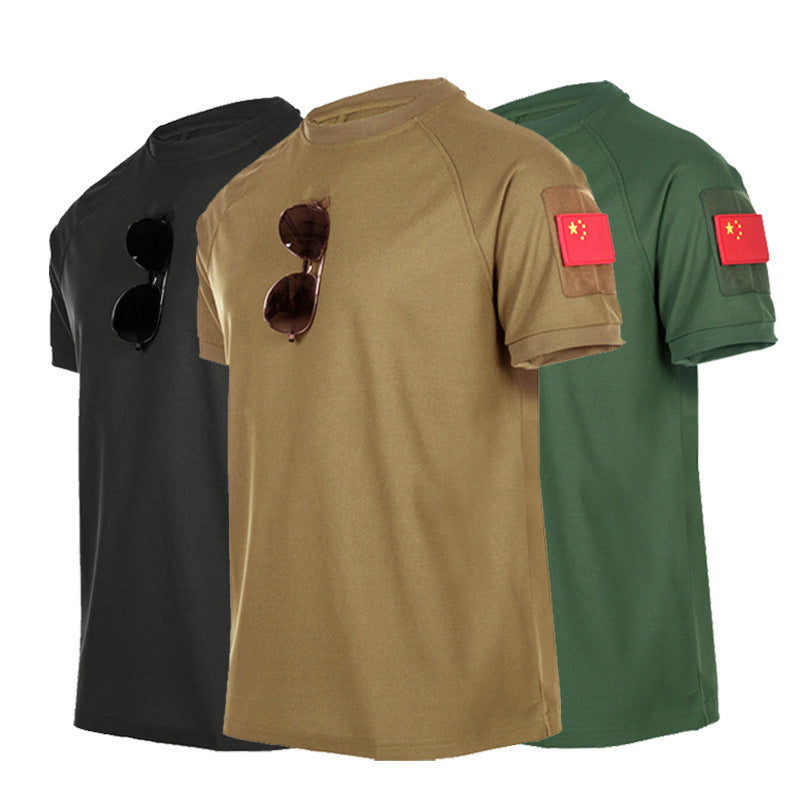 Round Neck Short Sleeve Military Fan Plus Size Tactical T-shirt